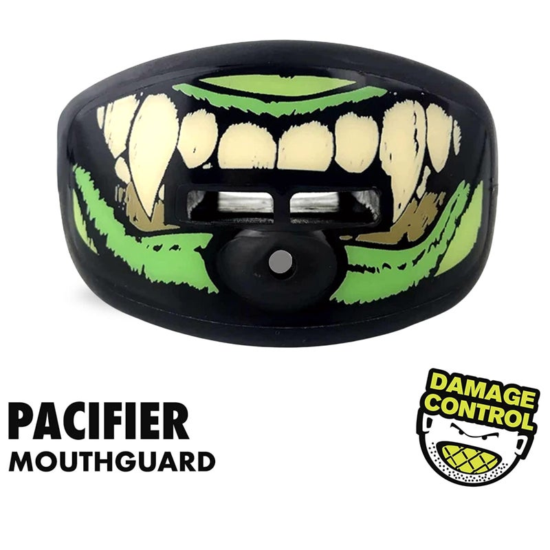 DAMAGE CONTROL Pacifier Mouthpiece â€“ Football Mouthguard with Helmet Strap, Protects Teeth, Jaw & Mouth â€“ Mouth Piece for Sports, No Boiling, Allows Airflow â€“ Gear for Adults & Youth (Monster) - Image 3